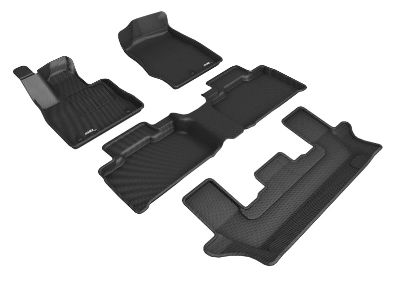 Ford Explorer Floor Mats - Front + Rear - 3D MAXpider - KAGU Series - Black - `20-`22 Ford Explorer Floor Mats - Front + Rear - 3D MAXpider - KAGU Series - Black - `20-`22